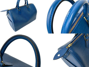 LOUIS VUITTON ルイヴィトン スピーディ30 エピ ボストンバッグ M43005 PVC レザー ブルー ゴールド金具 美品 中古 66523