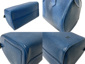 LOUIS VUITTON ルイヴィトン スピーディ30 エピ ボストンバッグ M43005 PVC レザー ブルー ゴールド金具 美品 中古 66523
