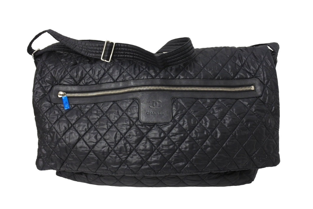CHANEL シャネル コココクーン ショルダーバッグ 13番台 ココマーク ナイロン レザー ブラック シルバー金具 美品 中古 66529