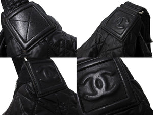 CHANEL シャネル コココクーン ショルダーバッグ 13番台 ココマーク ナイロン レザー ブラック シルバー金具 美品 中古 66529