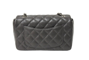 極美品 CHANEL シャネル ショルダーバッグ ミニマトラッセ ソフトキャビア チェーンショルダー 17番台 17cm グレー シルバー金具 中古 66530
