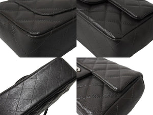 極美品 CHANEL シャネル ショルダーバッグ ミニマトラッセ ソフトキャビア チェーンショルダー 17番台 17cm グレー シルバー金具 中古 66530