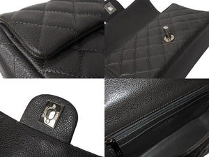 極美品 CHANEL シャネル ショルダーバッグ ミニマトラッセ ソフトキャビア チェーンショルダー 17番台 17cm グレー シルバー金具 中古 66530