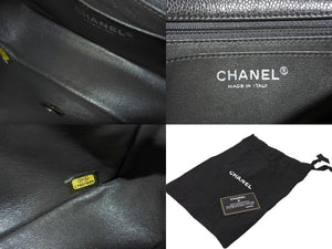 極美品 CHANEL シャネル ショルダーバッグ ミニマトラッセ ソフトキャビア チェーンショルダー 17番台 17cm グレー シルバー金具 中古 66530