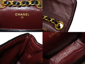 極美品 CHANEL シャネル CC ミニ ミニ マトラッセ バッグチャーム チェーン ベルト ブラック ゴールド ラムスキン ゴールド金具 ココマーク 小物 中古 66532