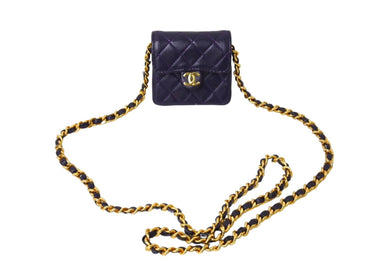 極美品 CHANEL シャネル ミニ マトラッセ チェーン ショルダーバッグ 1番台 パープル ゴールド ラムスキン ゴールド金具 ココマーク 中古 66533