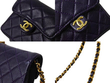 Load image into Gallery viewer, 極美品 CHANEL シャネル ミニ マトラッセ チェーン ショルダーバッグ 1番台 パープル ゴールド ラムスキン ゴールド金具 ココマーク 中古 66533