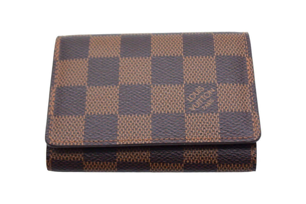 極美品 LOUIS VUITTON ルイヴィトン アンヴェロップ カルト ドゥ ヴィジット カードケース N62920 ダミエ ブラウン 中古 66540