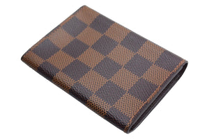 極美品 LOUIS VUITTON ルイヴィトン アンヴェロップ カルト ドゥ ヴィジット カードケース N62920 ダミエ ブラウン 中古 66540