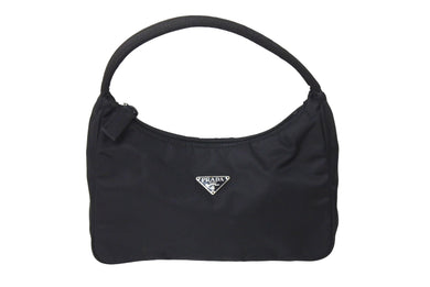 PRADA プラダ ホーボー ハンドバッグ ワンショルダーバッグ MV515 トライアングルロゴ ナイロン ブラック 美品 中古 66547 