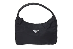 PRADA プラダ ホーボー ハンドバッグ ワンショルダーバッグ MV515 トライアングルロゴ ナイロン ブラック 美品 中古 66547 