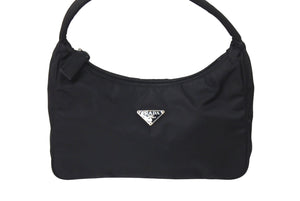 PRADA プラダ ホーボー ハンドバッグ ワンショルダーバッグ MV515 トライアングルロゴ ナイロン ブラック 美品 中古 66547 