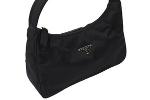 PRADA プラダ ホーボー ハンドバッグ ワンショルダーバッグ MV515 トライアングルロゴ ナイロン ブラック 美品 中古 66547 