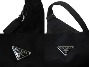 PRADA プラダ ホーボー ハンドバッグ ワンショルダーバッグ MV515 トライアングルロゴ ナイロン ブラック 美品 中古 66547 