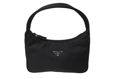 極美品 PRADA プラダ ホーボー ハンドバッグ ワンショルダーバッグ MV515 トライアングル ナイロン ブラック 中古 66548 