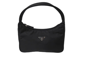 極美品 PRADA プラダ ホーボー ハンドバッグ ワンショルダーバッグ MV515 トライアングル ナイロン ブラック 中古 66548 