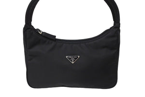 極美品 PRADA プラダ ホーボー ハンドバッグ ワンショルダーバッグ MV515 トライアングル ナイロン ブラック 中古 66548 