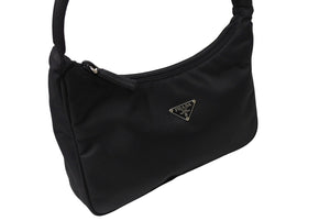 極美品 PRADA プラダ ホーボー ハンドバッグ ワンショルダーバッグ MV515 トライアングル ナイロン ブラック 中古 66548 