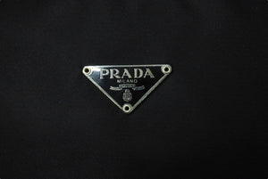 極美品 PRADA プラダ ホーボー ハンドバッグ ワンショルダーバッグ MV515 トライアングル ナイロン ブラック 中古 66548 