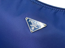 画像をギャラリービューアに読み込む, 極美品 PRADA プラダ ハンドバッグ MV515 ホーボー ミニバッグポーチ 三角ナイロン ブルー シルバー金具 中古 66549 