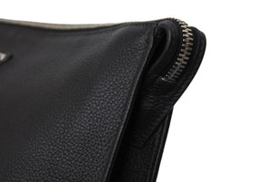 PRADA プラダ クラッチバッグ 2VN014 トライアングルプレート レザー シルバー金具 ブラック 美品 中古 66551