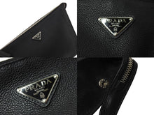 Load image into Gallery viewer, PRADA プラダ クラッチバッグ 2VN014 トライアングルプレート レザー シルバー金具 ブラック 美品 中古 66551