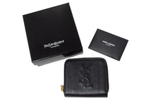 画像をギャラリービューアに読み込む, YVES SAINT LAURENT イヴサンローラン ラウンドファスナー コンパクトウォレット 568985 財布 レザー ブラック 美品 中古 66555 