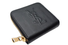 画像をギャラリービューアに読み込む, YVES SAINT LAURENT イヴサンローラン ラウンドファスナー コンパクトウォレット 568985 財布 レザー ブラック 美品 中古 66555 