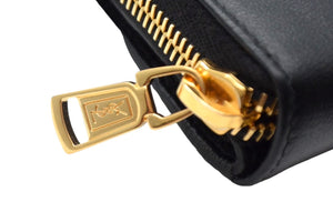 YVES SAINT LAURENT イヴサンローラン ラウンドファスナー コンパクトウォレット 568985 財布 レザー ブラック 美品 中古 66555 
