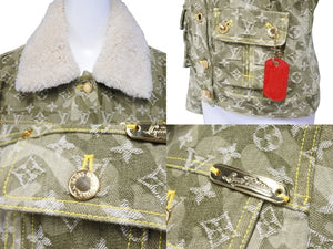 LOUIS VUITTON ルイヴィトン 村上隆 カモフラ モノグラム デニムジャケット サイズ38 2008aw RW082W コットン カーキ 美品 中古 66562