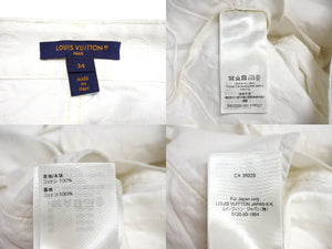 極美品 LOUIS VUITTON ルイヴィトン LV モノグラム デニムパンツ ホワイト コットン ロゴ ボトムス RW232W YK1 FPPX27 サイズ34 中古 66564