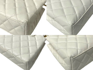 極美品 CHANEL シャネル マトラッセ ミニショッピングバッグ ランダム番台 シャイニーエイジドカーフスキン ホワイト 中古 66565