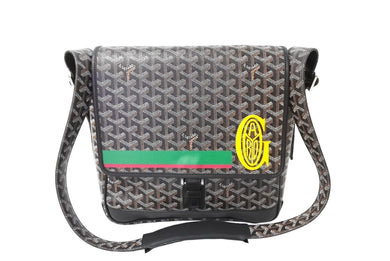 GOYARD ゴヤール グランブルーMM メッセンジャー ショルダーバッグ ペイント ブラック グリーン ピンク 美品 中古 66569