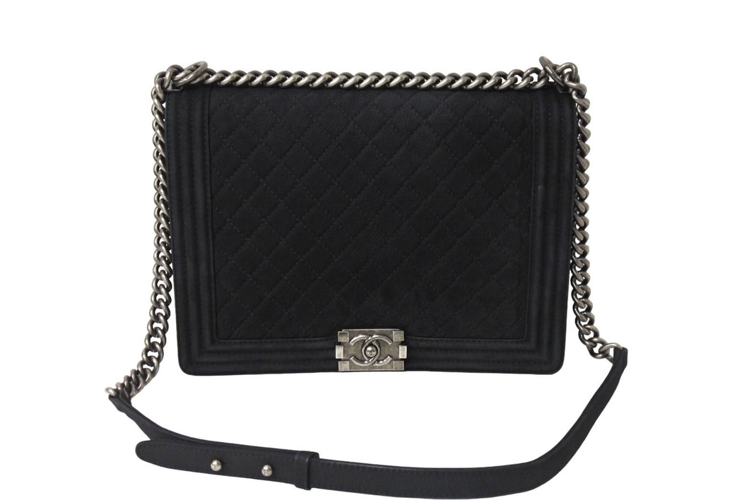 CHANEL シャネル ボーイシャネル ラージチェーンショルダー 18番台 キャビアスキン アンティークブラック 美品 中古 66576
