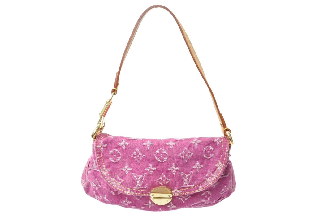 LOUIS VUITTON ルイヴィトン ミニプリーティ ショルダーバッグ M95216 フューシャ モノグラムデニムキャンバス 美品 中古 66579