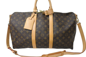 LouisVuitton ルイヴィトン キーポル バンドリエール45 ボストンバッグ ショルダーバッグ M41418 ブラウン ゴールド 美品 中古 66596