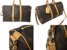 Load image into Gallery viewer, LouisVuitton ルイヴィトン キーポル バンドリエール45 ボストンバッグ ショルダーバッグ M41418 ブラウン ゴールド 美品 中古 66596