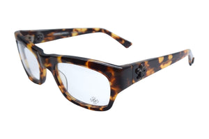 ChromeHearts クロムハーツ メガネ BLUE BALLZ 51□22-135 BSフレア プラスチック ブラウン イエロー シルバー金具 美品 中古 66598