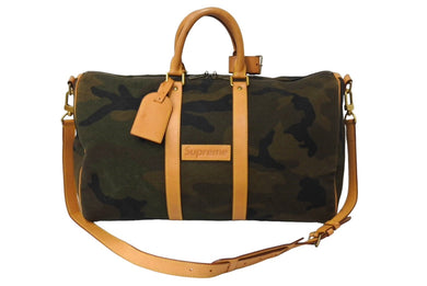 LouisVuitton ルイヴィトン Supreme シュプリーム キーポル バンドリエール45 ボストンバッグ M43466 モノグラムカモ 美品 中古 66600