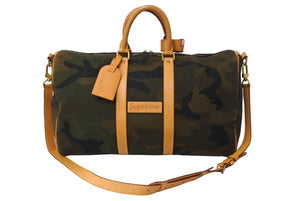 LouisVuitton ルイヴィトン Supreme シュプリーム キーポル バンドリエール45 ボストンバッグ M43466 モノグラムカモ 美品 中古 66600