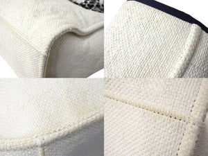 CHANEL シャネル ドーヴィルGM チェーン トートバッグ ハンドバッグ 25番台 ココマーク ホワイト ネイビー 美品 中古 66604