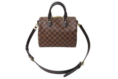 極美品 LOUIS VUITTON ルイヴィトン ダミエ エベヌ スピーディバンドリエール25 ハンドバッグ ブラウン N41368 中古 66616