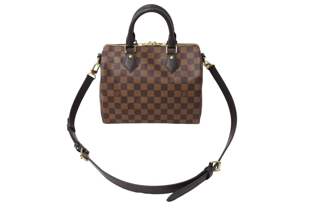極美品 LOUIS VUITTON ルイヴィトン ダミエ エベヌ スピーディバンドリエール25 ハンドバッグ ブラウン N41368 中古 66616