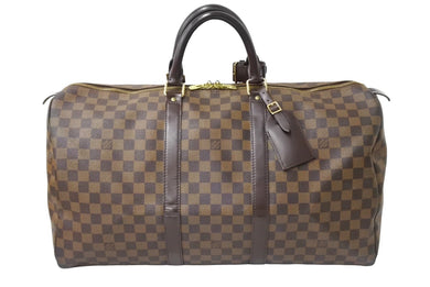 LOUIS VUITTON ルイヴィトン キーポル50 ボストンバッグ N41427 ダミエキャンバス レザー ブラウン 美品 中古 66620