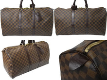 Load image into Gallery viewer, LOUIS VUITTON ルイヴィトン キーポル50 ボストンバッグ N41427 ダミエキャンバス レザー ブラウン 美品 中古 66620