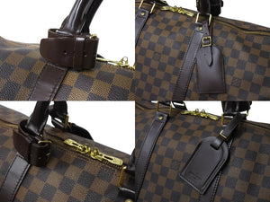 LOUIS VUITTON ルイヴィトン キーポル50 ボストンバッグ N41427 ダミエキャンバス レザー ブラウン 美品 中古 66620