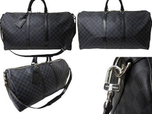 Load image into Gallery viewer, LOUIS VUITTON ルイヴィトン キーポルバンドリエール55 ボストンバッグ N41413 ダミエグラフィット キャンバス ブラック 美品 中古 66622