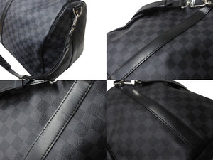 LOUIS VUITTON ルイヴィトン キーポルバンドリエール55 ボストンバッグ N41413 ダミエグラフィット キャンバス ブラック 美品 中古 66622