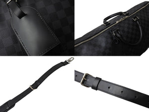 LOUIS VUITTON ルイヴィトン キーポルバンドリエール55 ボストンバッグ N41413 ダミエグラフィット キャンバス ブラック 美品 中古 66622