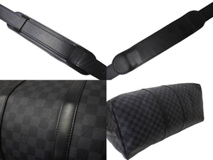 LOUIS VUITTON ルイヴィトン キーポルバンドリエール55 ボストンバッグ N41413 ダミエグラフィット キャンバス ブラック 美品 中古 66622